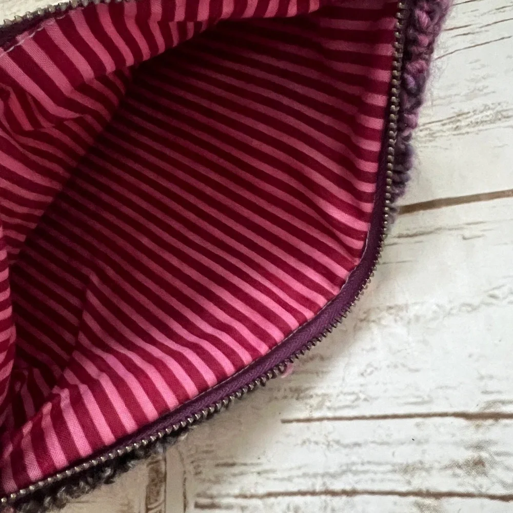 Handmade Clutch Multi-color Punch Needle Tufted Checkered Large OS